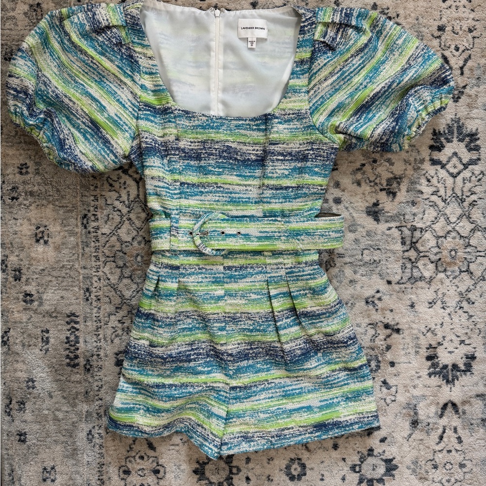 Lavender Brown Striped Green and Blue Jumpsuit